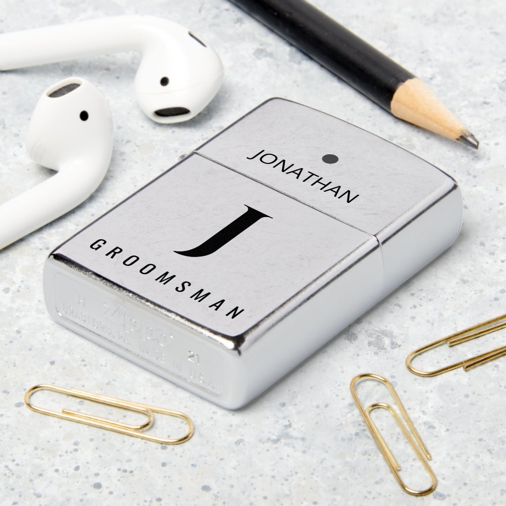 Groomsman | Best Man elegant monogrammed favor Zippo Lighter