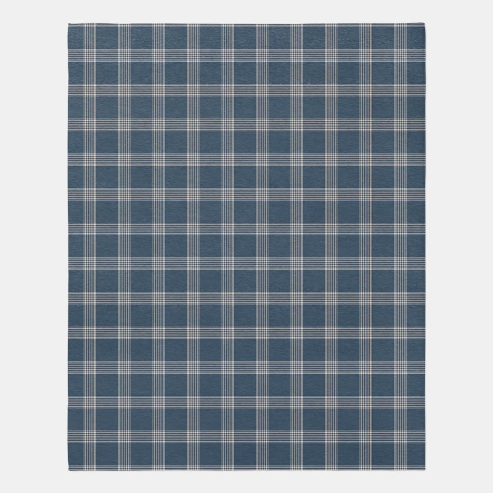 Modern Farmhouse Rug, Blue And White Plaid Area Rug