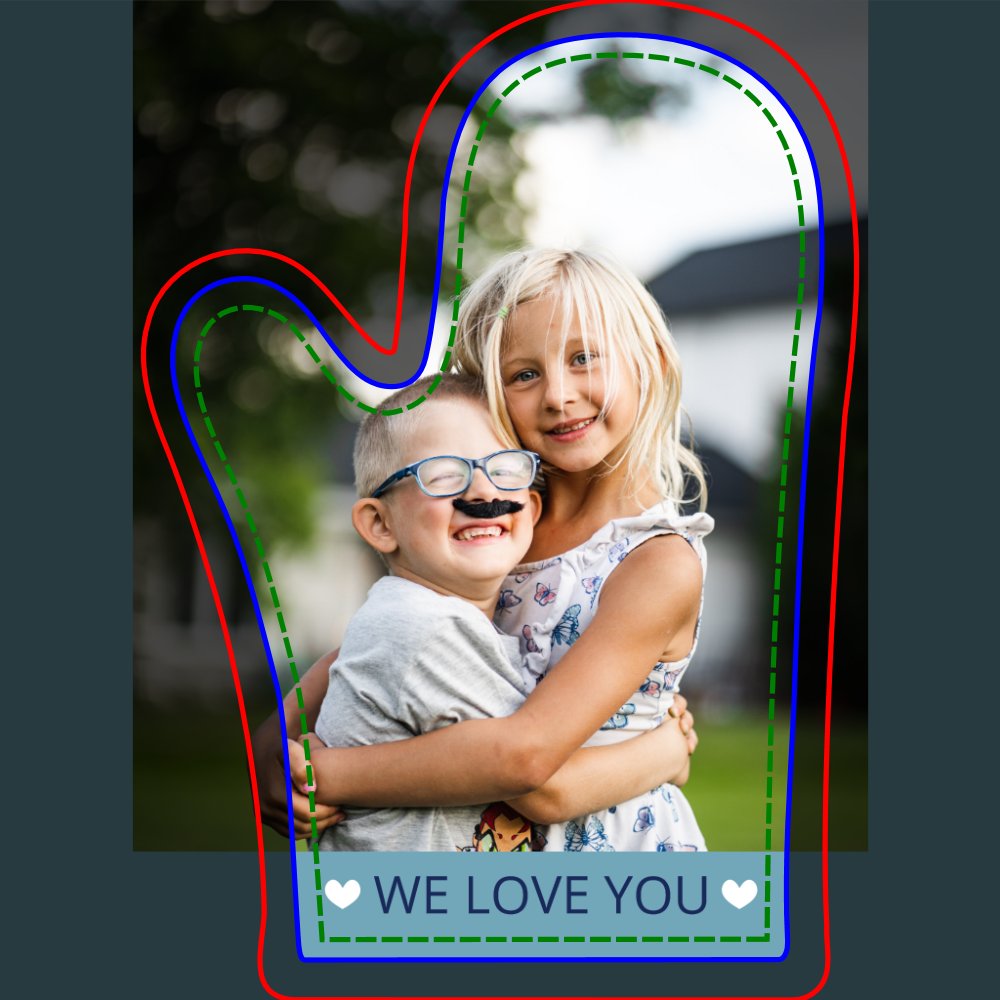 Blue & White We Love You Photo Oven Mitt