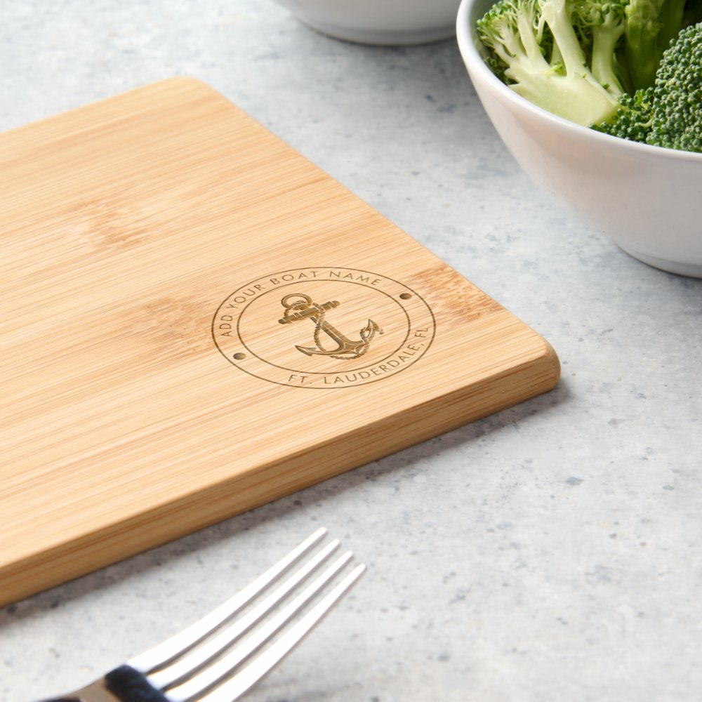 Nautical Anchor Boat Name Custom Engraved Cutting Board