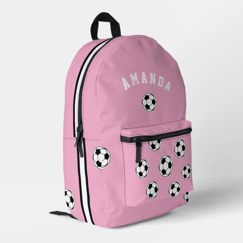 Soccer Pink Personalized Kids Back to School Printed Backpack
