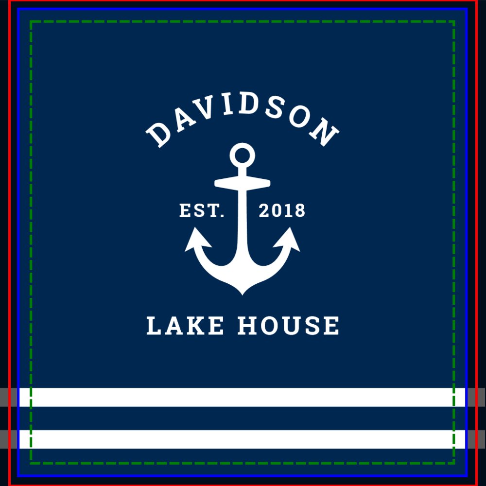 Nautical Navy Lake House Anchor Family Shower Curtain