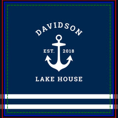 Nautical Navy Lake House Anchor Family Shower Curtain