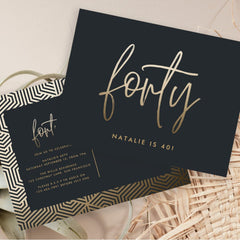 Modern 40th birthday simple stylish elegant script napkins