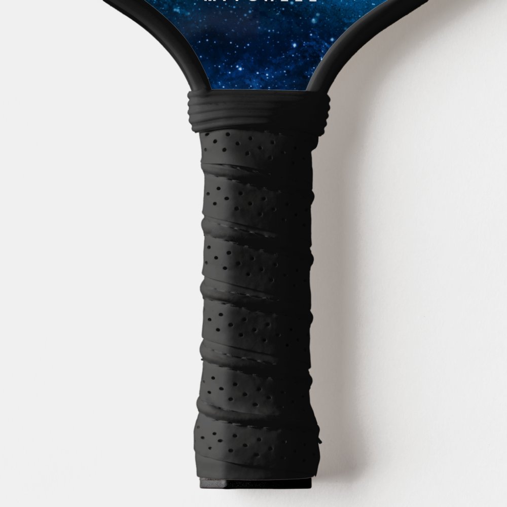 Cool Nebula Galaxy Monogram Name Pickleball Paddle