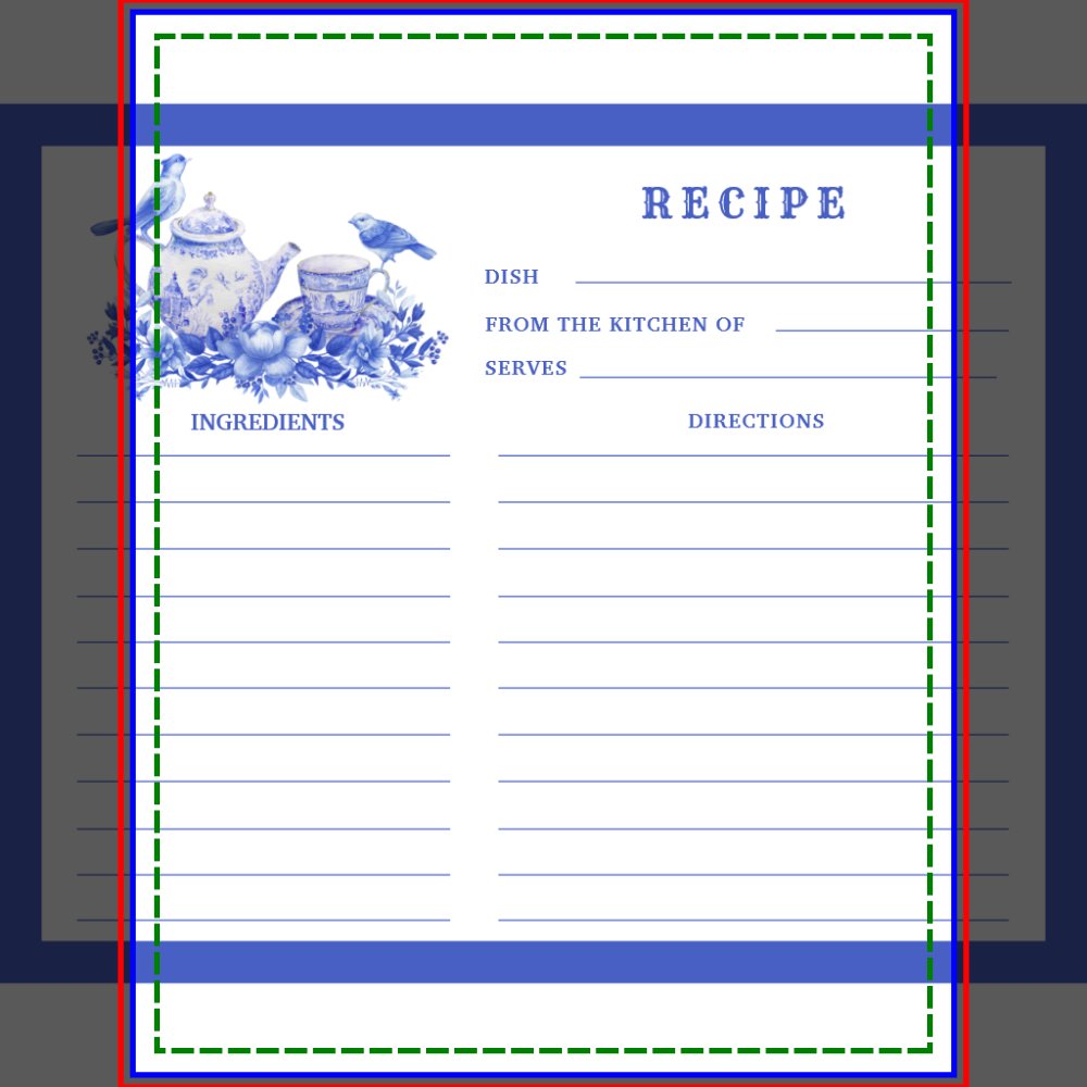 Blue and White Floral Tea Set Recipe Card