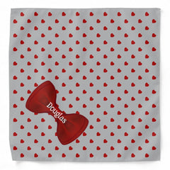 Red Hearts Cute Bow Tie Personalized Gray Pet Bandana