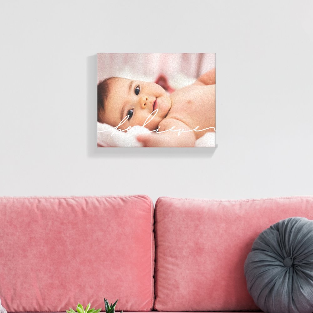 Modern handwritten script Believe Canvas Print