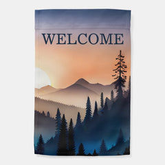 Double Sided Sunrise Over the Mountains Welcome  Garden Flag