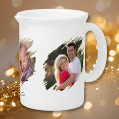 Create Custom Personalized 3 Photo Text Monogram Beverage Pitcher