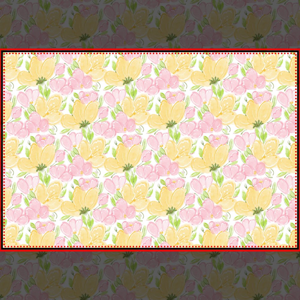 Yellow Pink Floral Paper Placemats, Garden Flowers Pad