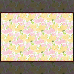 Yellow Pink Floral Paper Placemats, Garden Flowers Pad