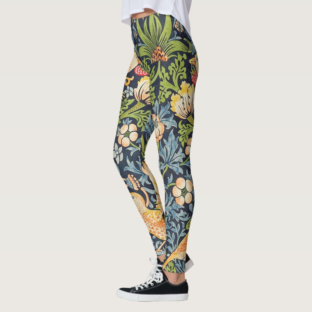 William Morris Strawberry Thief Floral Pattern Leggings