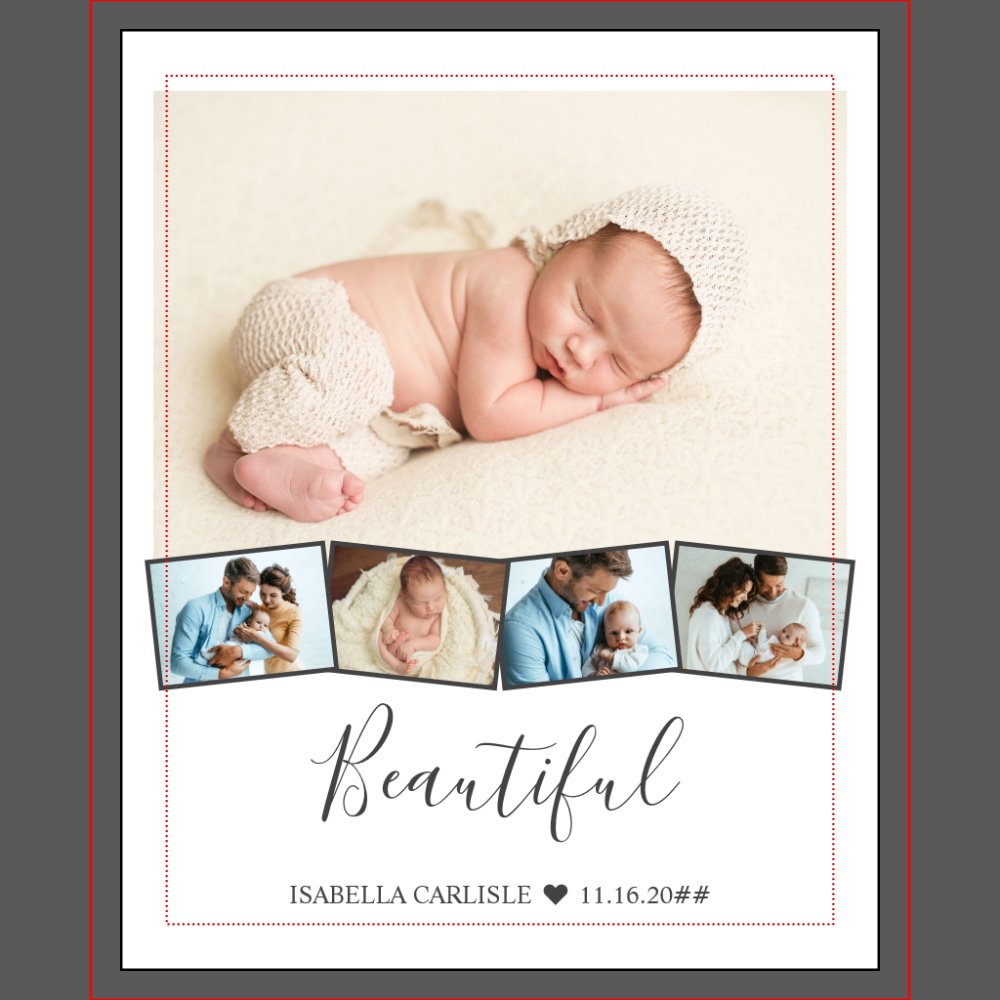 Baby Photo Collage Zigzag Picture Strip Custom Canvas Print