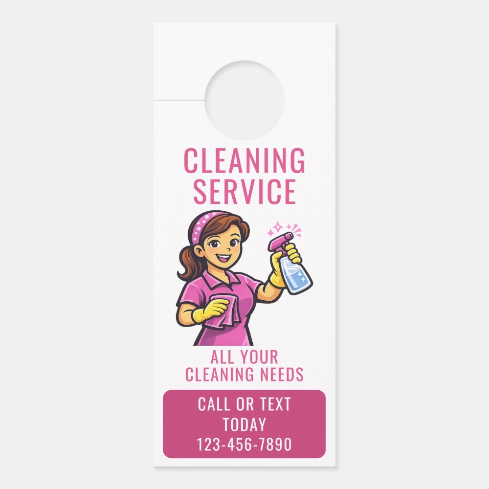 Maid House Cleaning Service Door Hanger