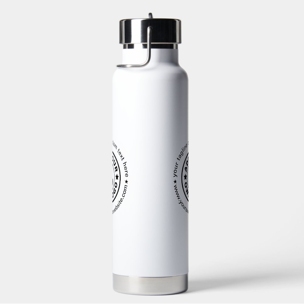 Simple Custom Company Business Logo Website Text  Water Bottle