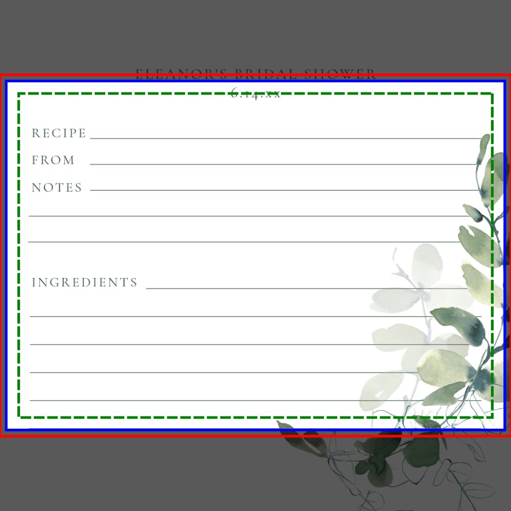 Eucalyptus Bridal Shower Recipe Cards