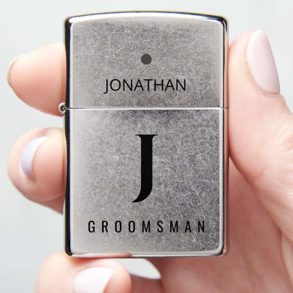 Groomsman | Best Man elegant monogrammed favor Zippo Lighter