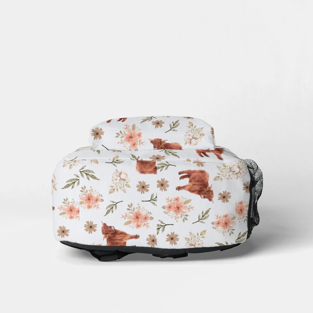 Highland Cow Floral Girl's Backpack