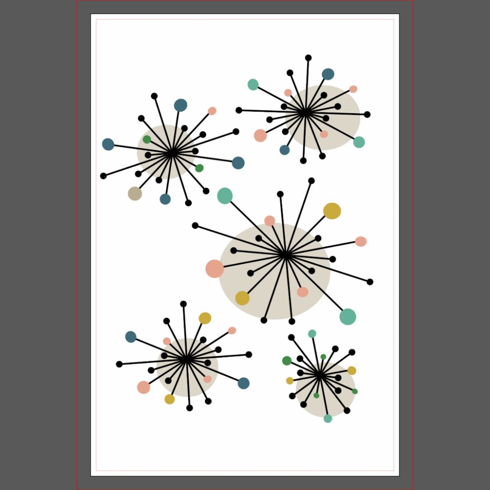 Cute Atomic Starburst Retro Mid Century Modern Kitchen Towel