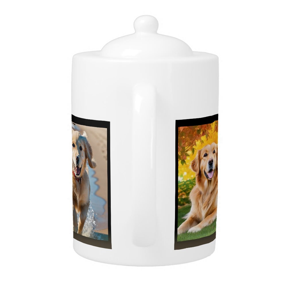 Modern Pet Dog 4 Photo Collage Teapot