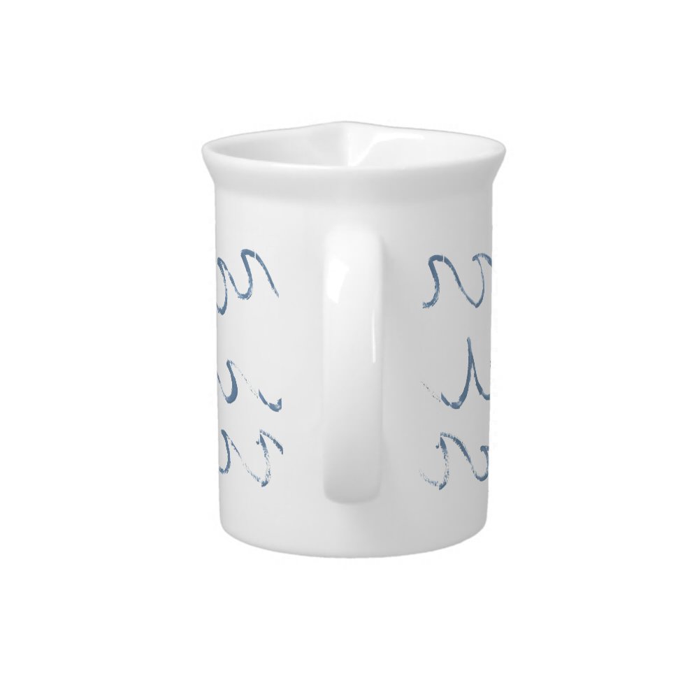 Waves Minimal Abstract Hand Drawn Sea Pattern    Beverage Pitcher