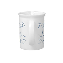 Waves Minimal Abstract Hand Drawn Sea Pattern    Beverage Pitcher