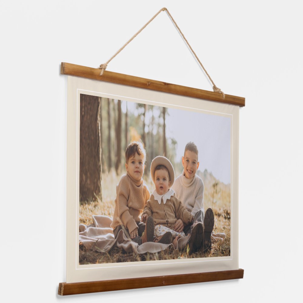 Modern Beige Frame Custom Family Photo Canvas Hanging Tapestry