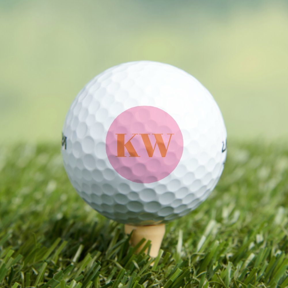 Modern Pink Orange Monogram Initials Personalized Golf Balls