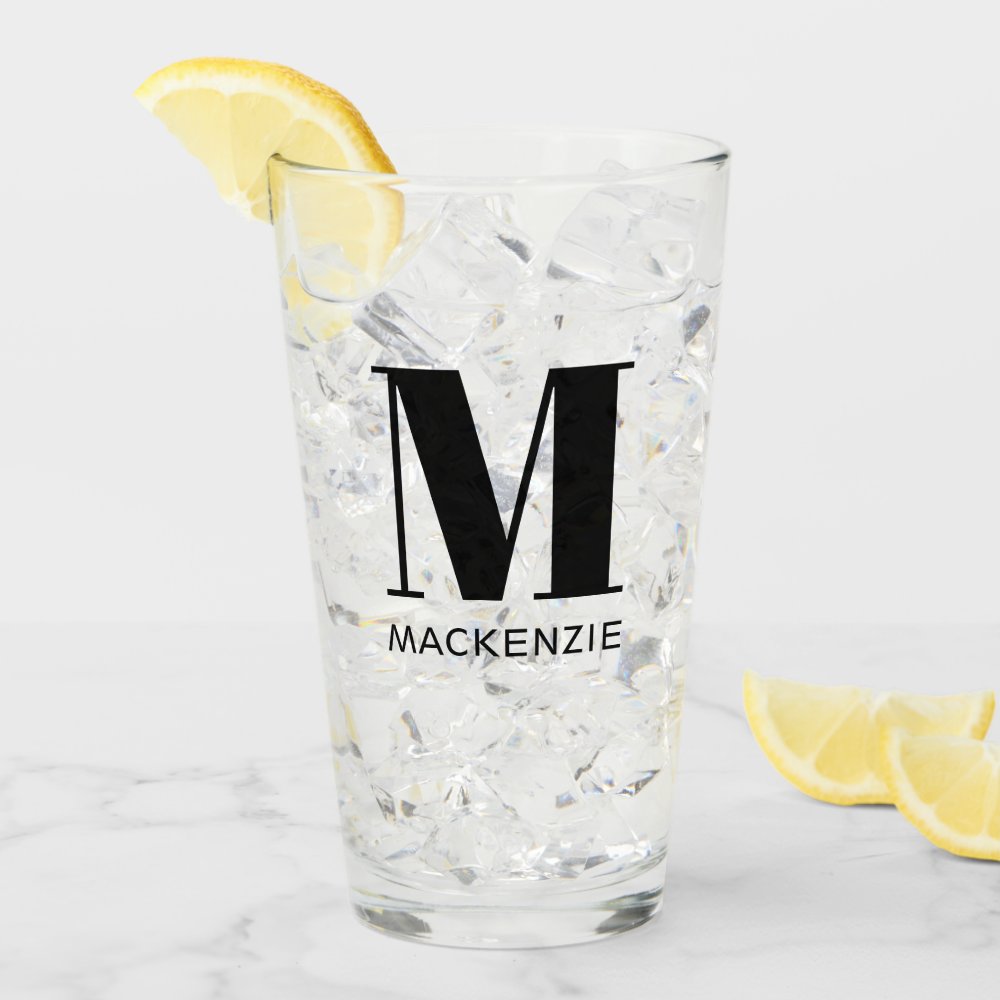 Monogram Name Simple Beer Glass