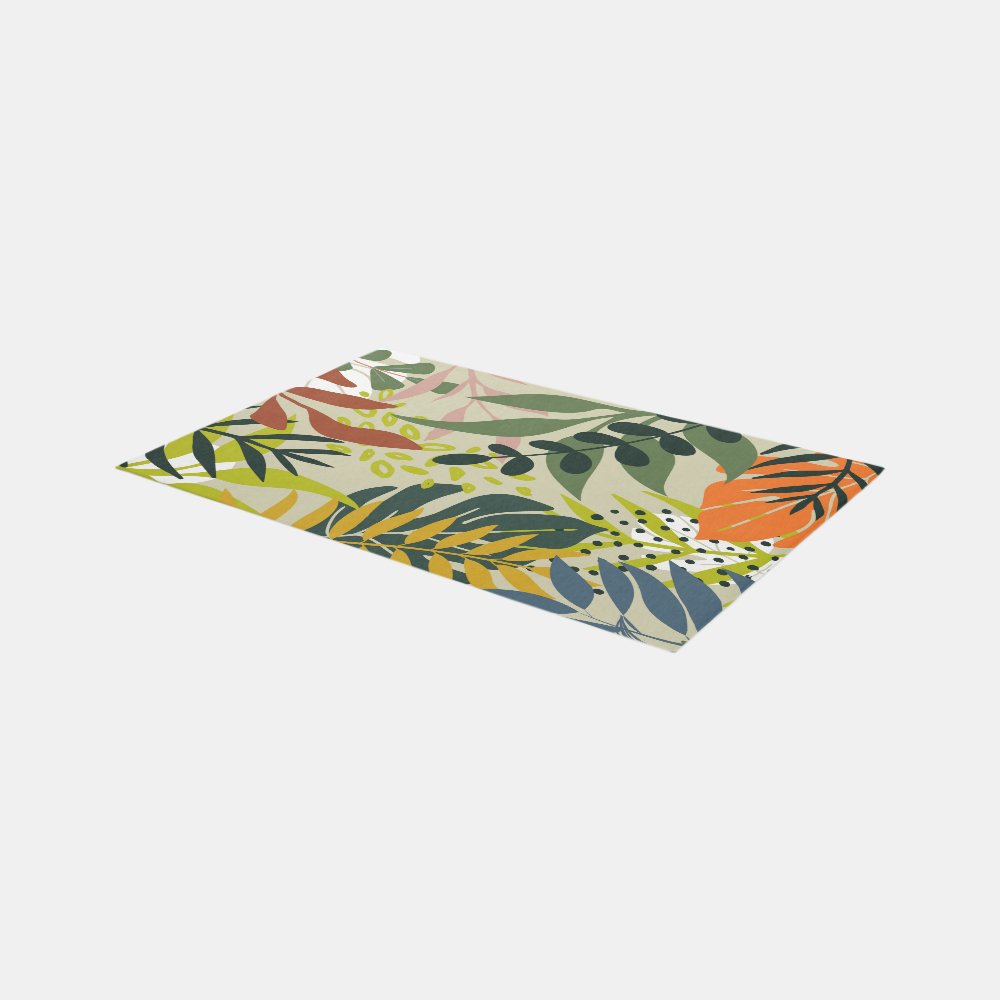 Modern Tropical leaves Contemporary Living area  Rug