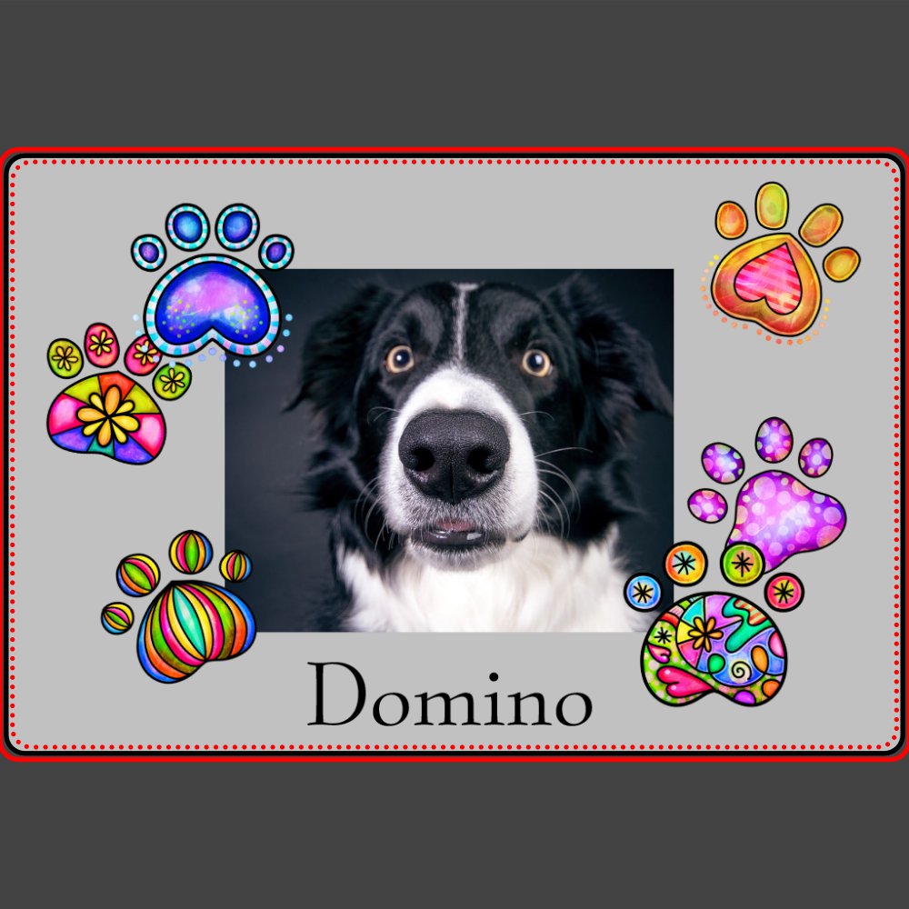 Personalized Photo Paw Name Dog Cat Pet Food Mat