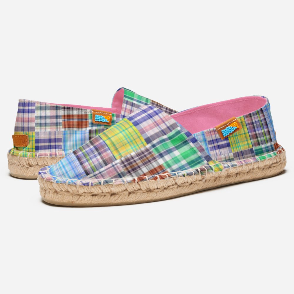 Preppy Patchwork Mixed Madras Faux Patchwork Espadrilles