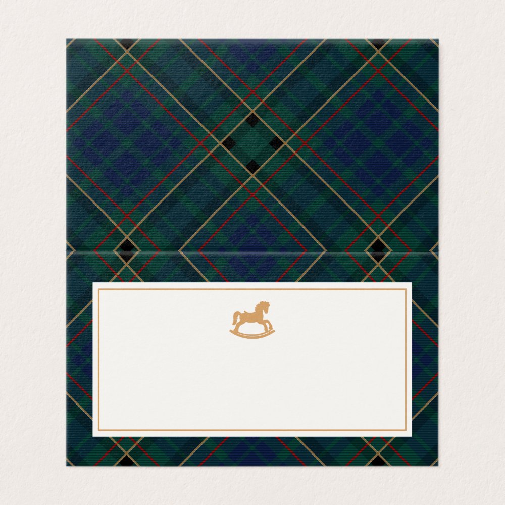 Tartan Plaid Classic Rocking Horse Place Card