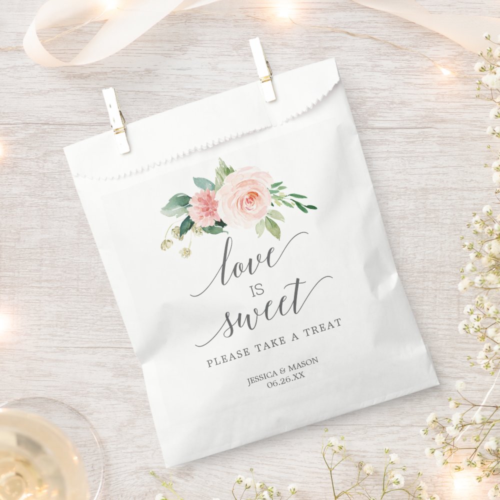 Wedding Favor Bag Love is Sweet Blushing Blooms