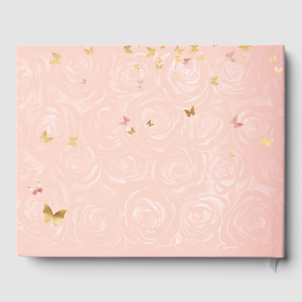 Modern Rose Gold Blush Elegant Photo Quinceanera Guest Book