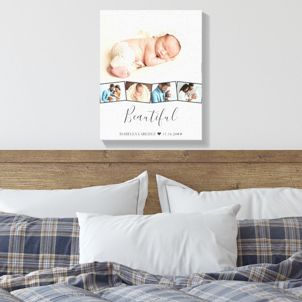 Baby Photo Collage Zigzag Picture Strip Custom Canvas Print