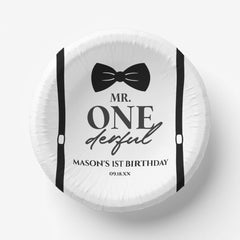 Mr. ONEderful Bowtie First 1st Birthday Party Paper Bowls