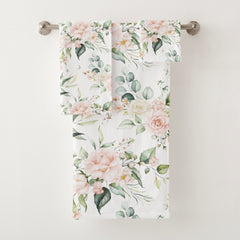 Elegant Blush Pink Eucalyptus Bath Towel Set