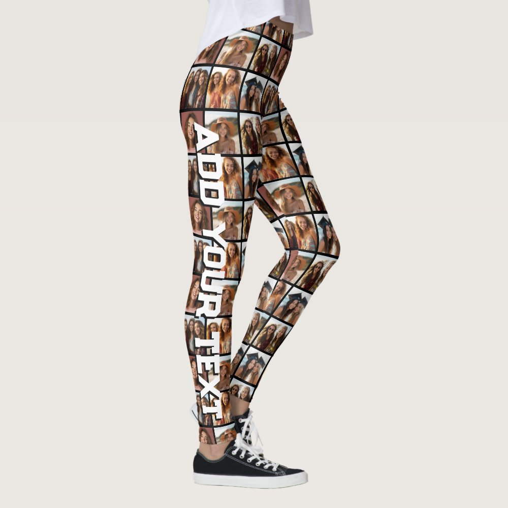 Create a Custom Photo Collage - 6 Photos - Text Leggings