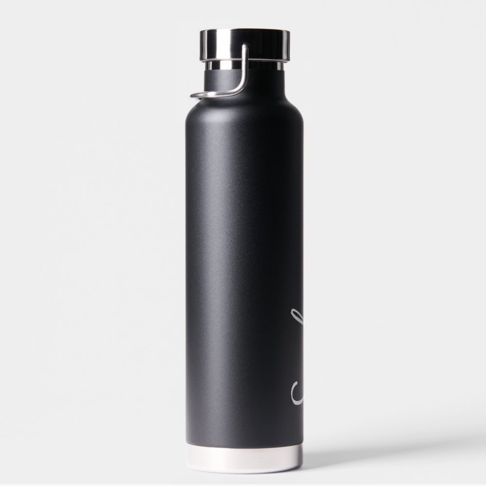 Personalized Your Name Script Black Wedding Water Bottle