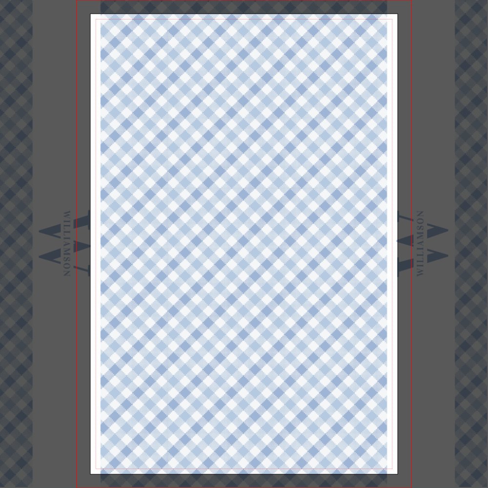 Modern Rustic Family Monogram Blue Gingham Plaid Kitchen Towel