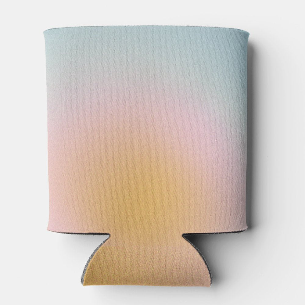 Celestial Pastel Blue Pink Grainy Gradient Wedding Can Cooler