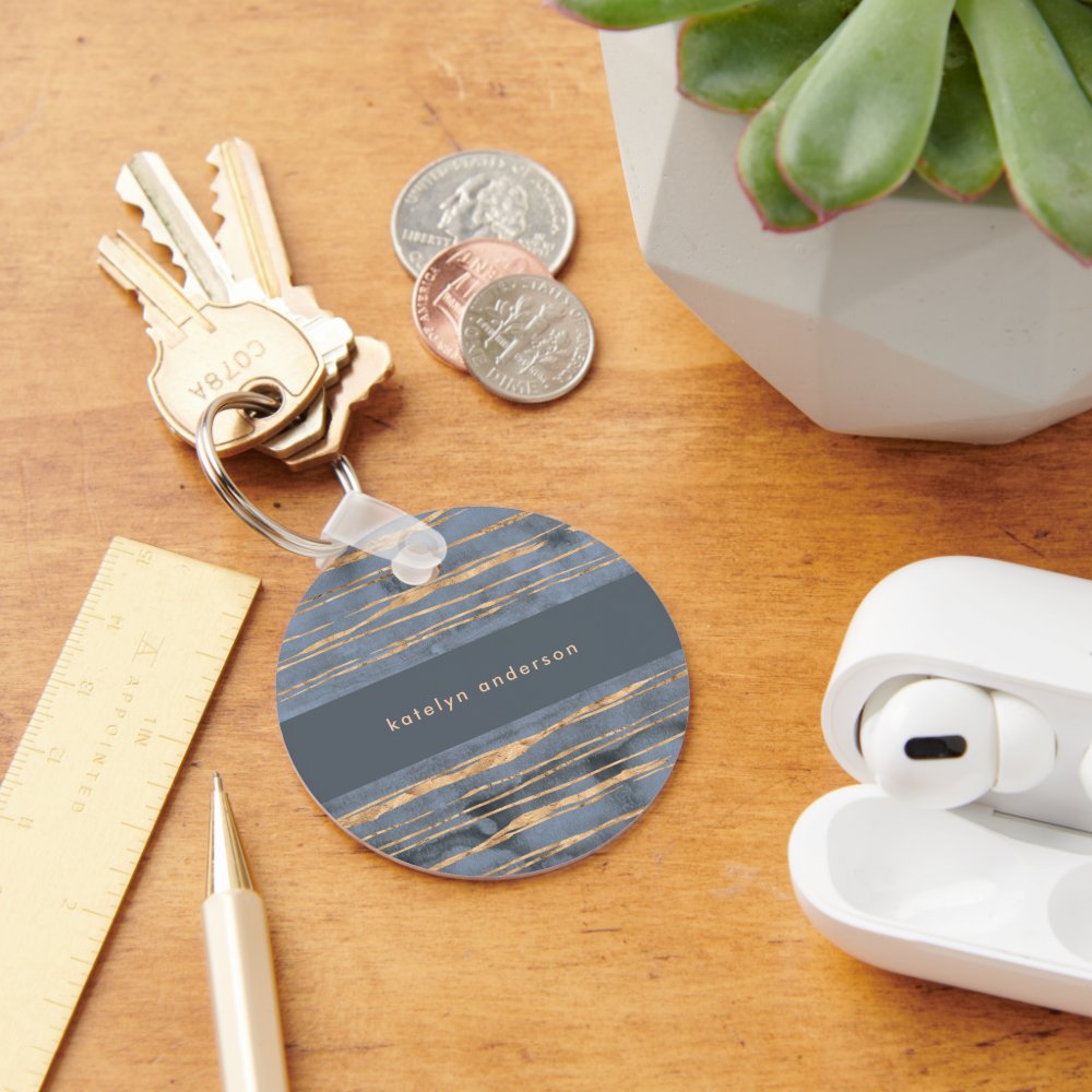 Messy Gold Line | Blue Periwinkle | Professional Keychain