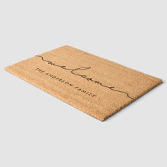 Cute modern calligraphy Welcome Coir Fiber Doormat