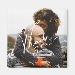 Modern Script Photo Wedding Thank You Magnet