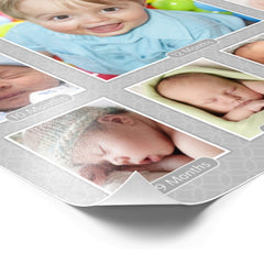 Babys First Year Gray Keepsake Photo Collage Print