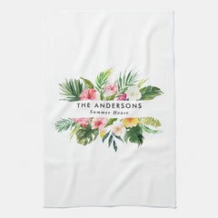 Tropical botanical floral summer vacation  kitchen towel