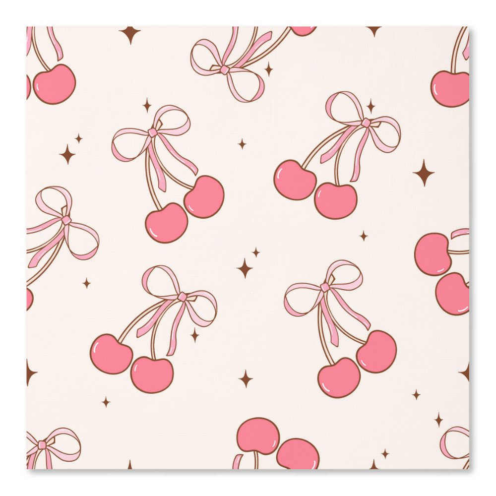 Pink Coquette Cherry Bow Pattern Wallpaper