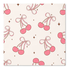 Pink Coquette Cherry Bow Pattern Wallpaper